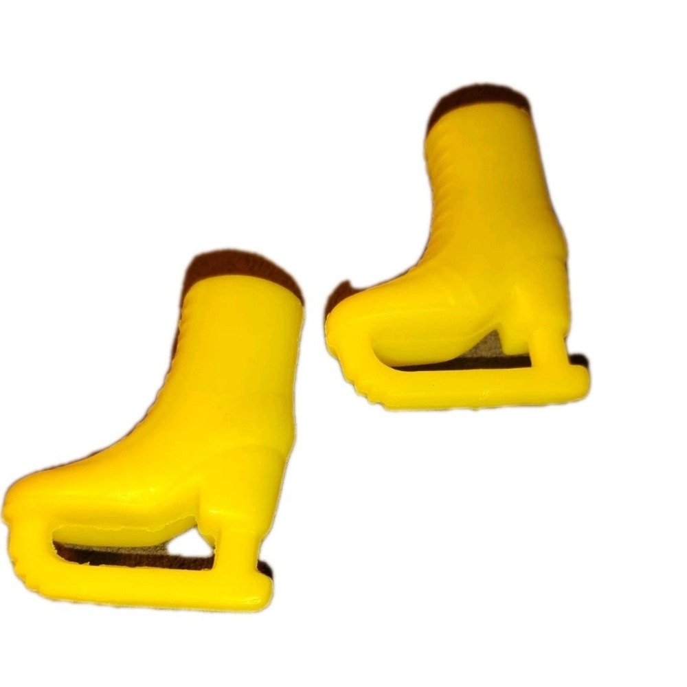 Barbie Doll Ice Skates Solid Yellow w/ Solid Yellow Blades Plastic